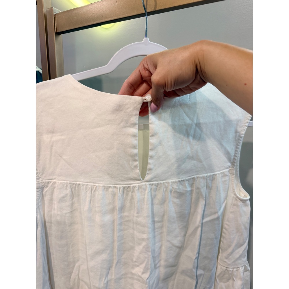 KUT from the Kloth White Sleeveless Tiered Mini Dress with Pockets Round Neck - Picture 5 of 5